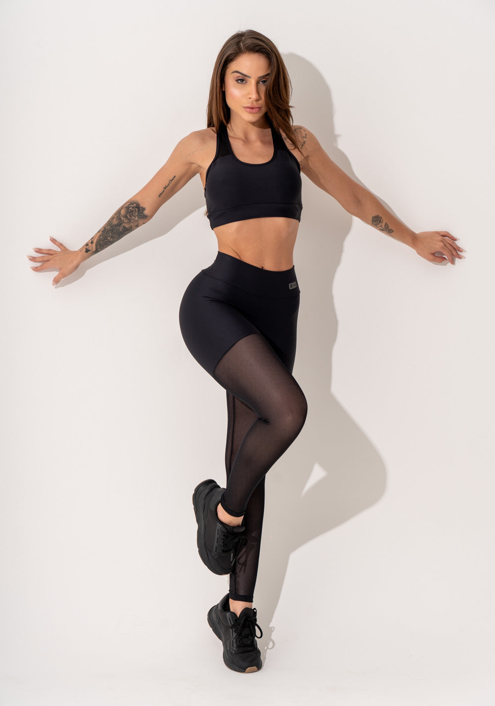 Legging Fitness Feminina Preto Com Tela Intense Dlk