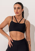 Top Fitness Feminino Preto Com Alças Duplas Intense Dlk