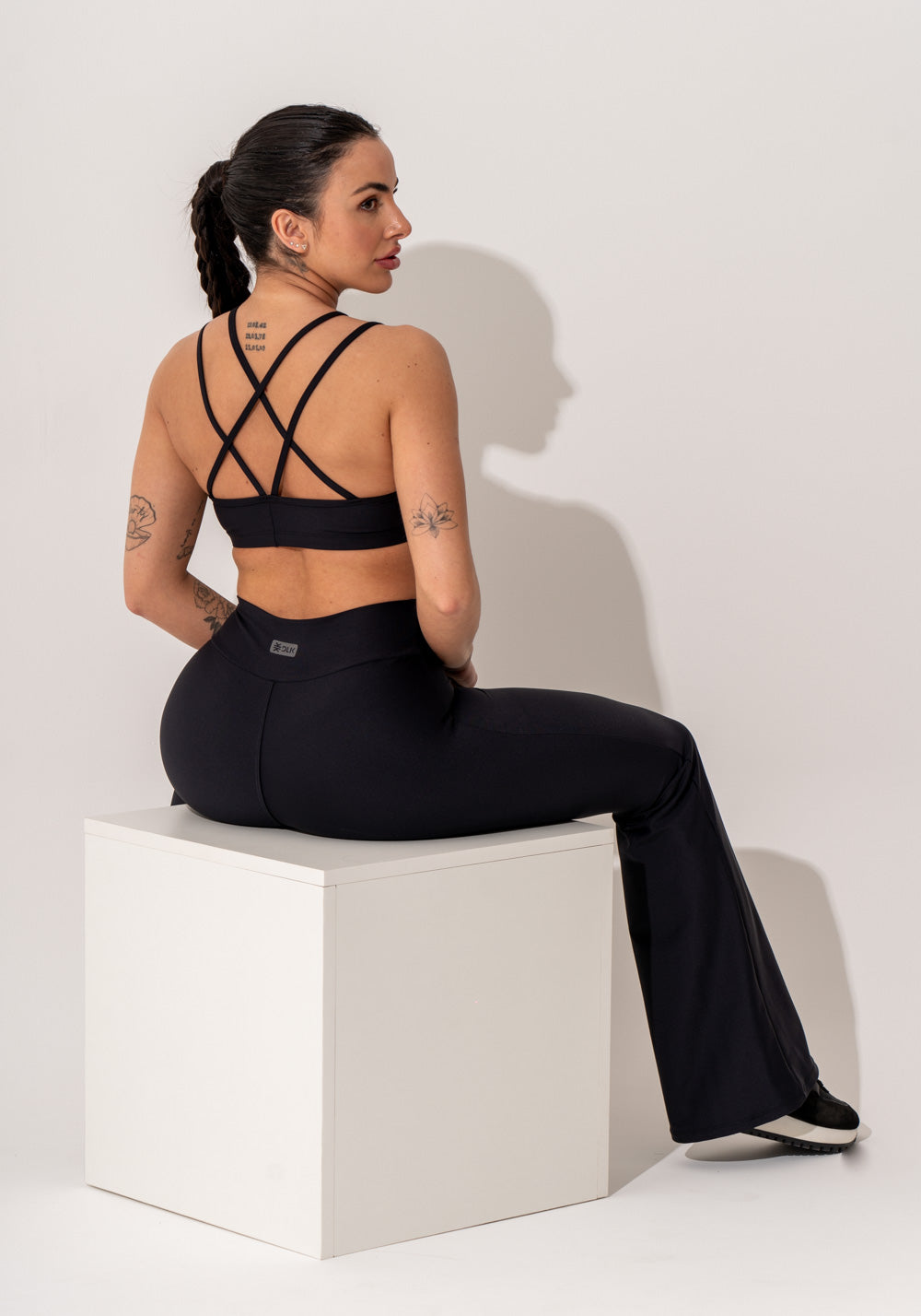 Top Fitness Feminino Preto Com Alças Duplas Intense Dlk