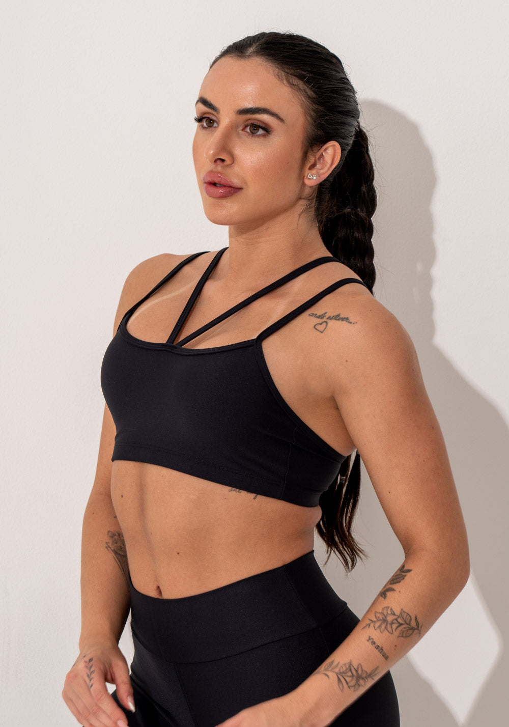 Top Fitness Feminino Preto Com Alças Duplas Intense Dlk