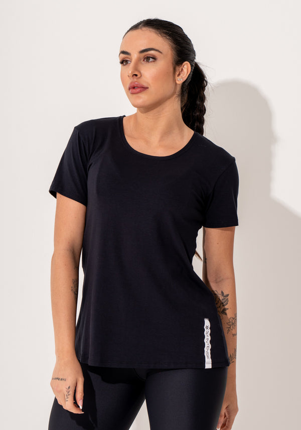 Blusa Fitness Feminina Preto Viscolycra Com Silk Intense Dlk