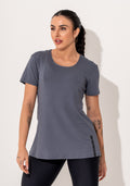 Blusa Fitness Feminina Cinza Chumbo Viscolycra Com Silk Intense Dlk
