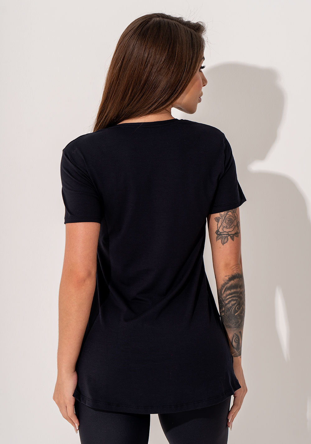 Blusa Fitness Feminina Preto Viscolycra Com Silk Abstract Circle Intense Dlk