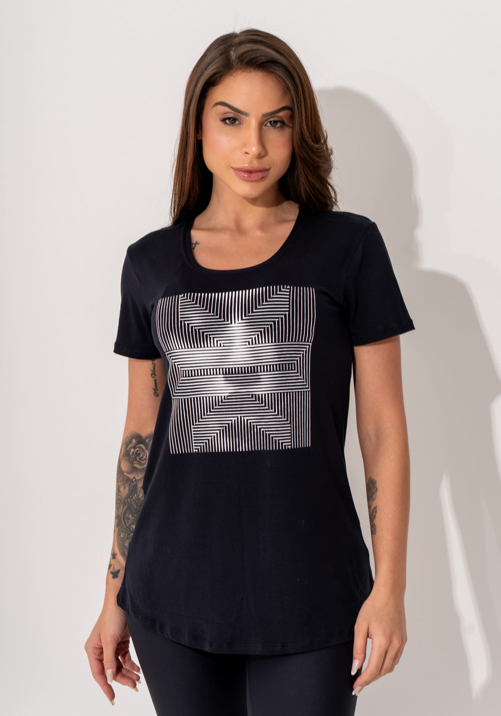 Blusa Fitness Feminina Preto Viscolycra Com Silk Face Intense Dlk