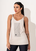 Camiseta Fitness Feminina Viscolycra Off White Maxxi Cava com Silk Abstract Water Drop Intense Dlk