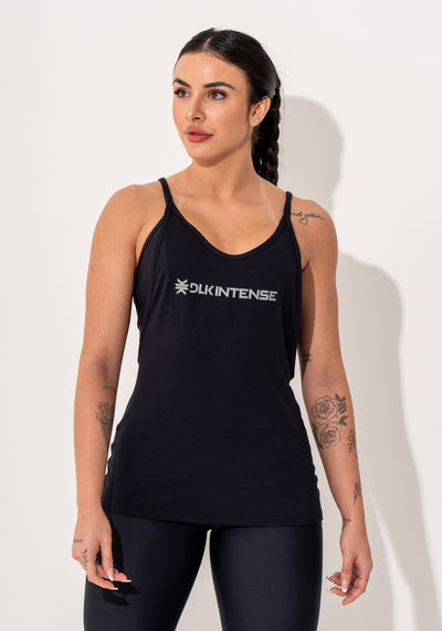 Camiseta Fitness Feminina Viscolycra Preto com Silk Intense Dlk