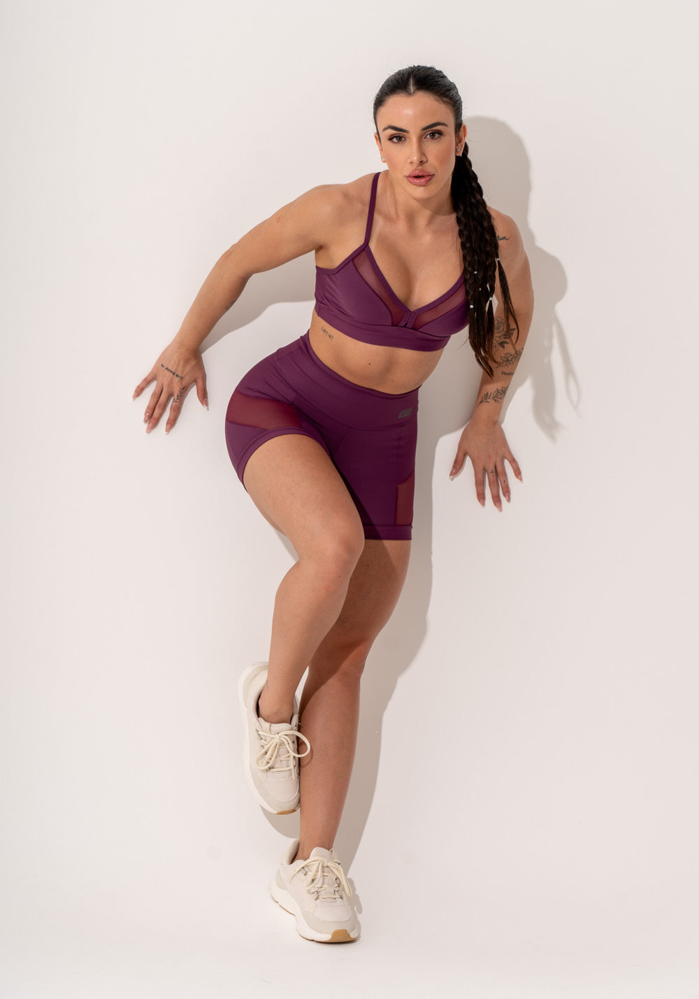 Short Fitness Feminino Malbec Com Recorte Lateral Em Tule Intense Dlk