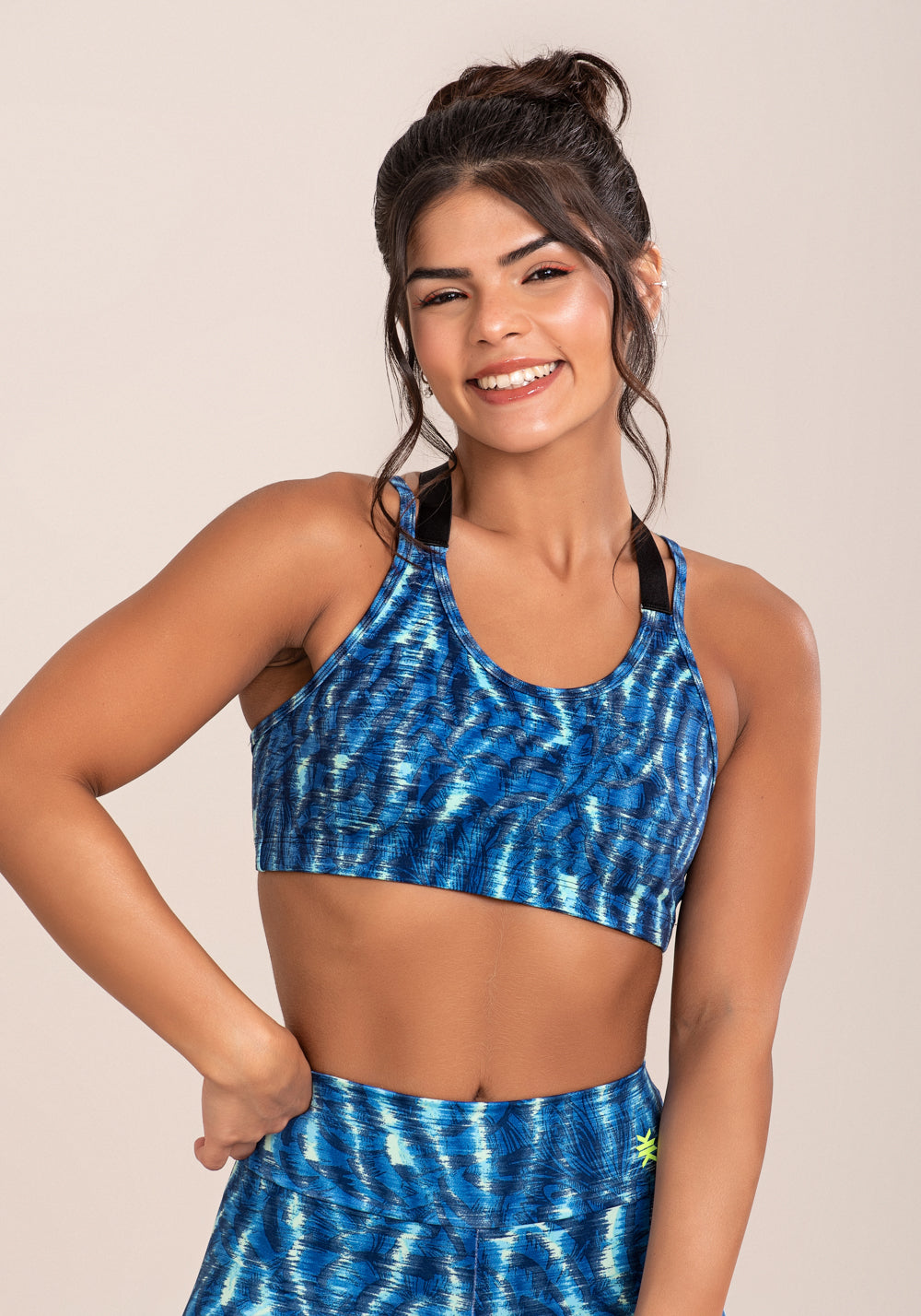Top Fitness Feminino Euphoria Com Alça Dupla Estampa Animal Blurred Dlk