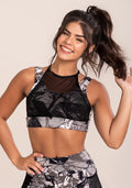 Top Fitness Feminino Euphoria Com Frente Dupla Estampa Abstract Marble Dlk