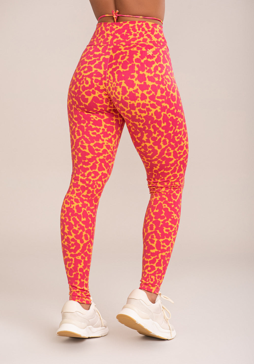 Legging Fitness Feminina Euphoria Com Franzido E Amarração Estampa Spot Orange Dlk