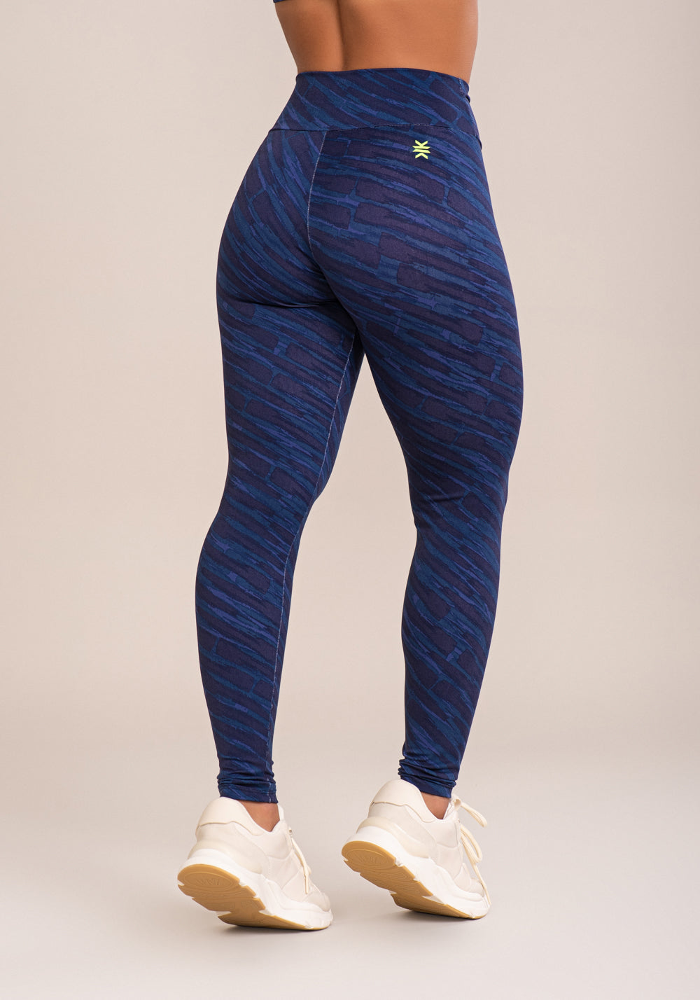 Legging Fitness Feminina Euphoria Com Franzido E Amarração Estampa Brush Blue Dlk