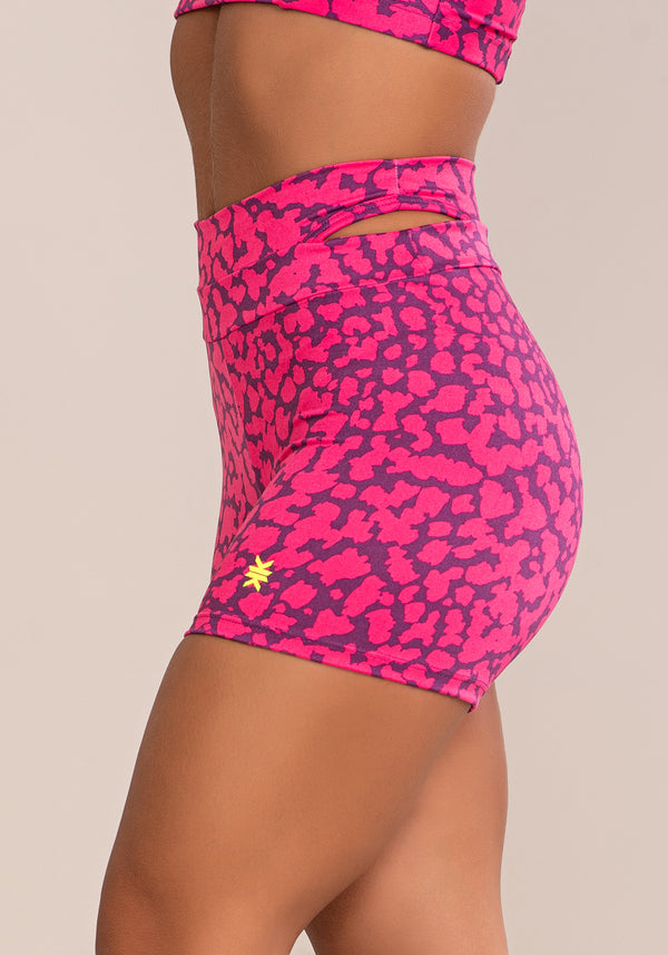 Short Fitness Feminino Euphoria Com Detalhe Vazado Spot Pink Dlk