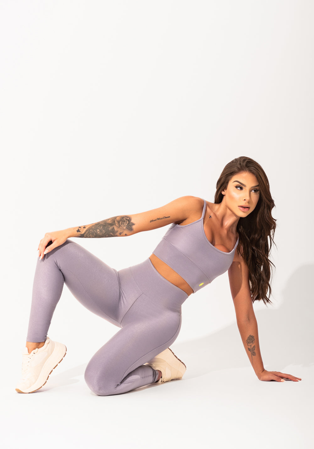 Legging Fitness Feminina Cinza Canelada Elegance Dlk