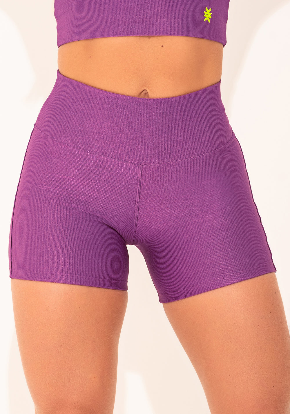 Short Fitness Feminino Roxo Canelado Elegance Dlk