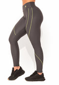 Legging Fitness Feminina Cinza Texturizada Com Pesponto Elegance Dlk