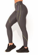 Legging Fitness Feminina Cinza Texturizada Com Pesponto Elegance Dlk