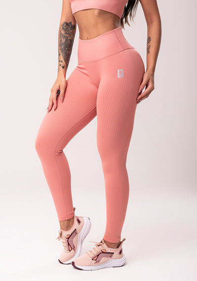 Legging Fitness Feminina Rosé Com Cós Alto E Detalhe Em V Seamless Dlk