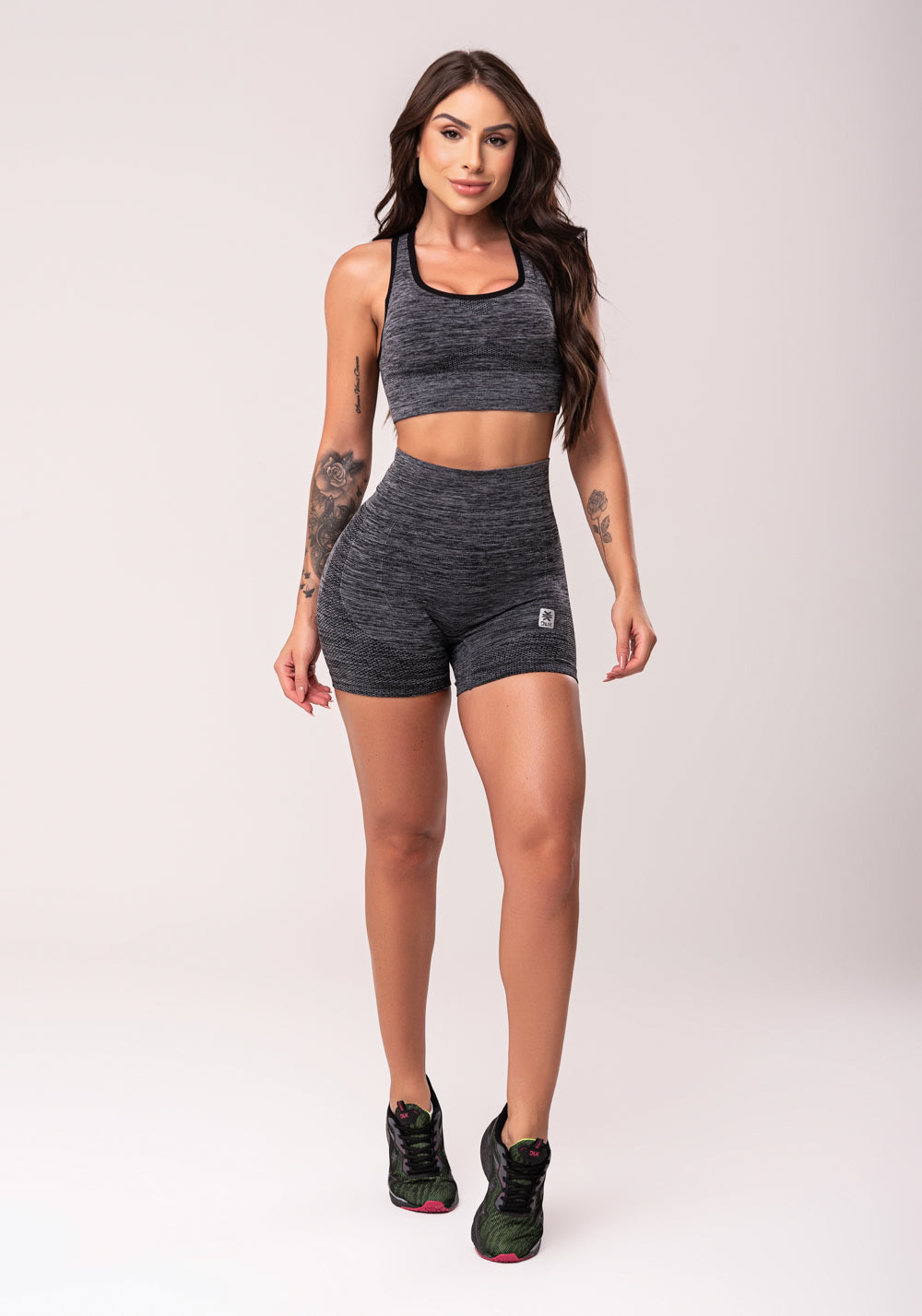 Short Fitness Feminino Mescla Detalhe Bumbum Seamless Dlk