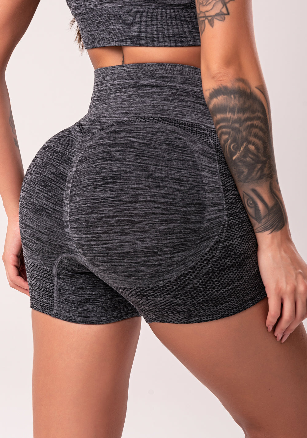 Short Fitness Feminino Mescla Detalhe Bumbum Seamless Dlk