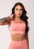 Top Fitness Feminino Rosé Com Bojo E Alças Largas Seamless Dlk