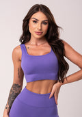 Top Fitness Feminino Roxo Com Bojo E Alças Largas Seamless Dlk