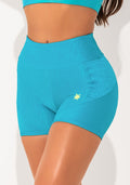 Short Ftiness Feminino Azul Texturizado Com Recortes Elegance Dlk