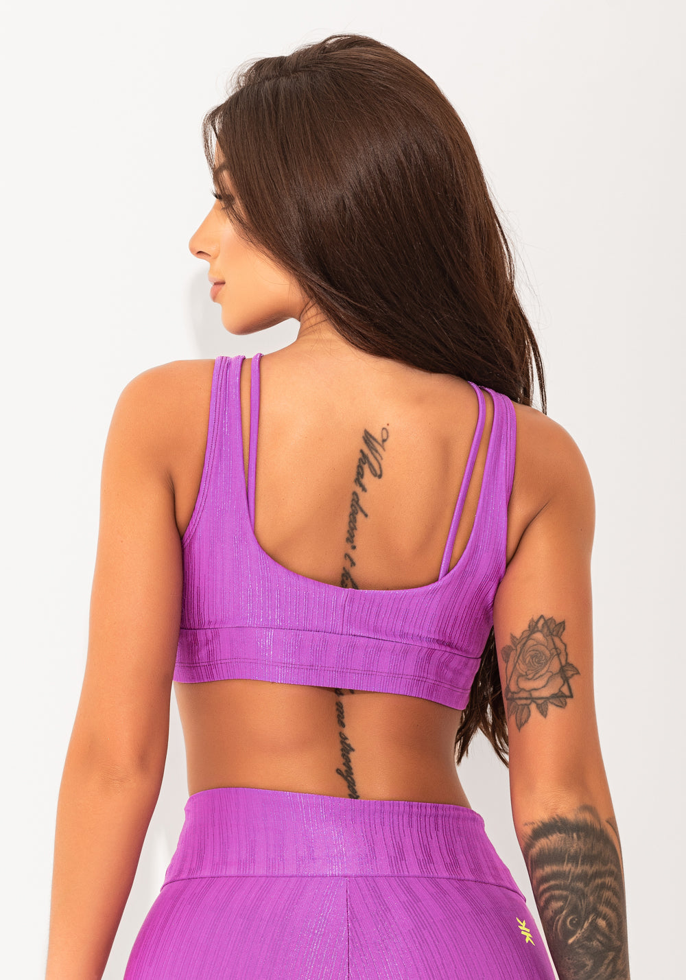 Top Fitness Feminino Lilás Texturizado Cut-out Com Recortes Elegance Dlk