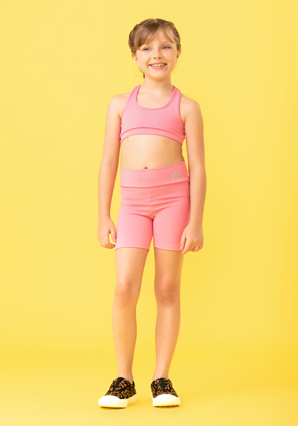 Bermuda Infantil Básica Meia Coxa Rosa Chiclete Dlk