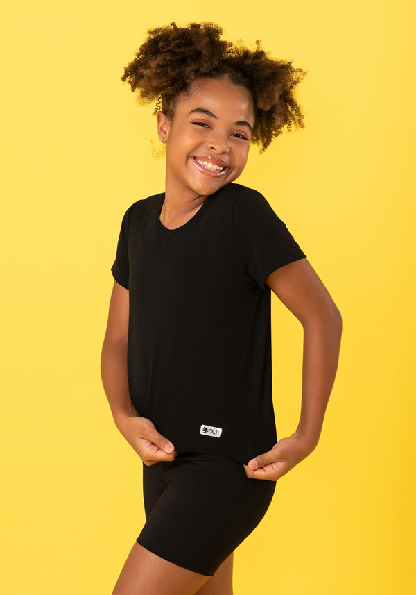 Cropped Infantil Básico Preto Dlk