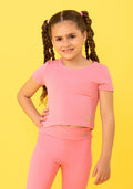 Cropped Infantil Básico Rosa Chiclete Dlk