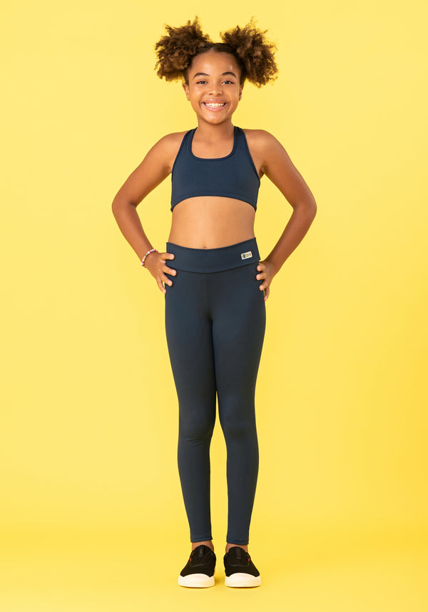 Calça Legging Básica Infantil Azul Marinho Dlk