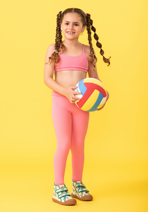 Calça Legging Básica Infantil Rosa Chiclete Dlk