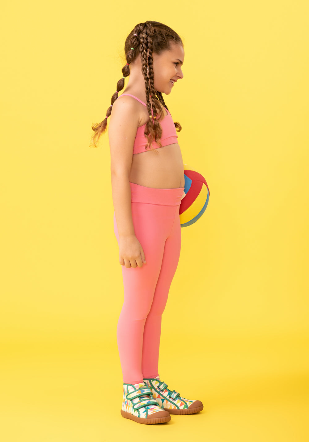 Calça Legging Básica Infantil Rosa Chiclete Dlk