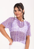 Blusa De Tule Feminina Estampada Frases Lilás Printed Dlk