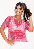 Blusa De Tule Feminina Estampada Frases Pink Printed Dlk