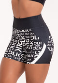 Short Fitness Feminino Estampado Frases Preto E Branco Printed Dlk