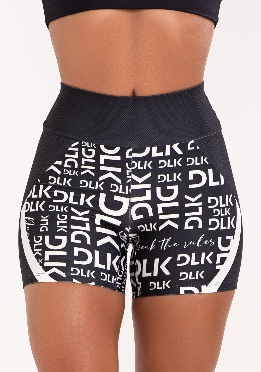 Short Fitness Feminino Estampado Frases Preto E Branco Printed Dlk