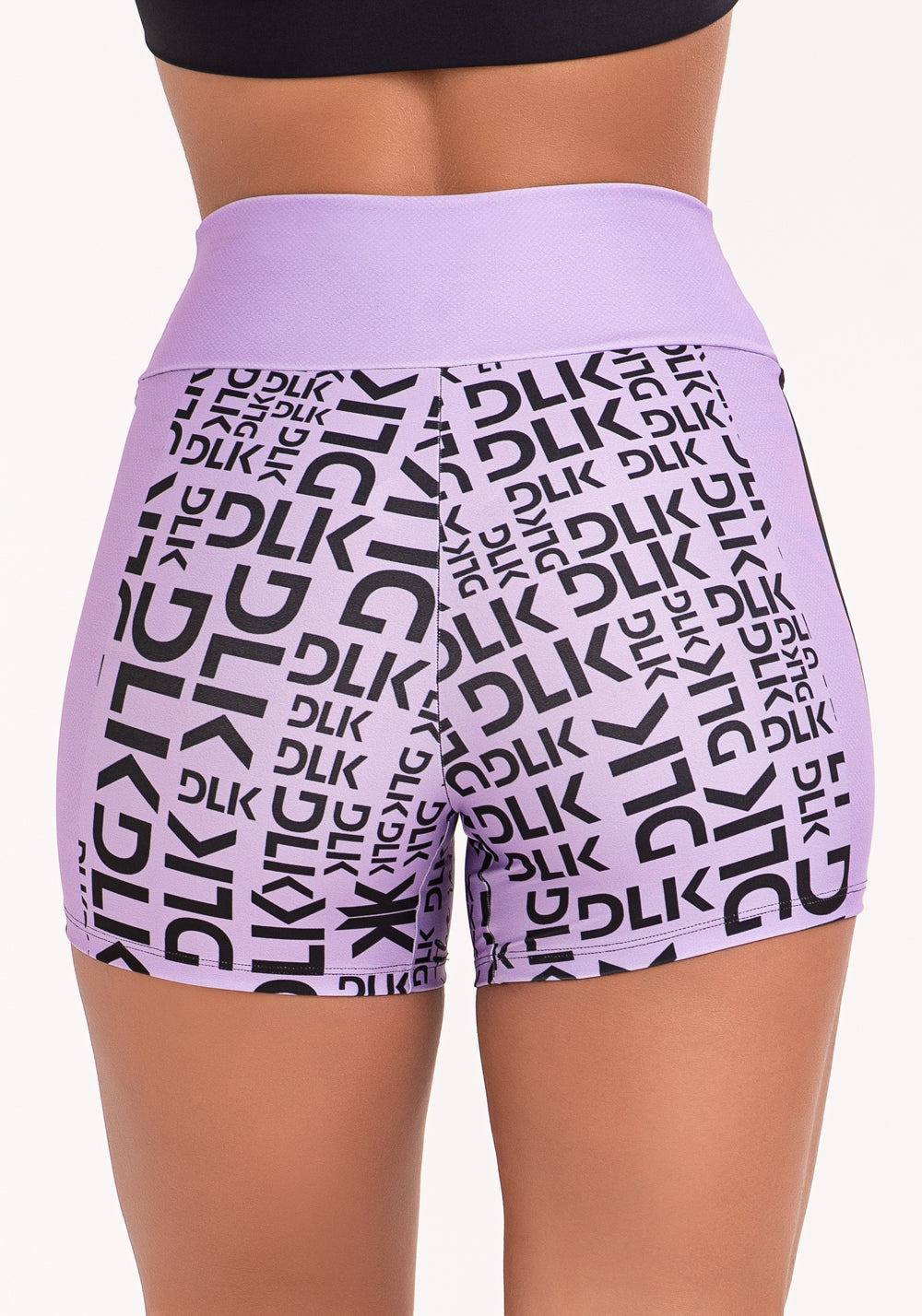 Short Fitness Feminino Estampado Frases Stripes Lilás Printed Dlk