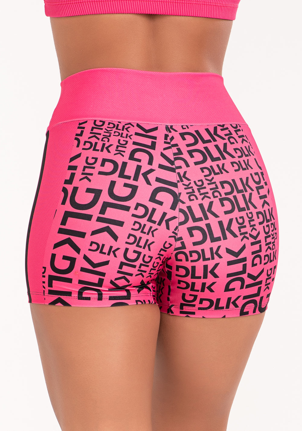 Short Fitness Feminino Estampado Frases Stripes Pink Printed Dlk