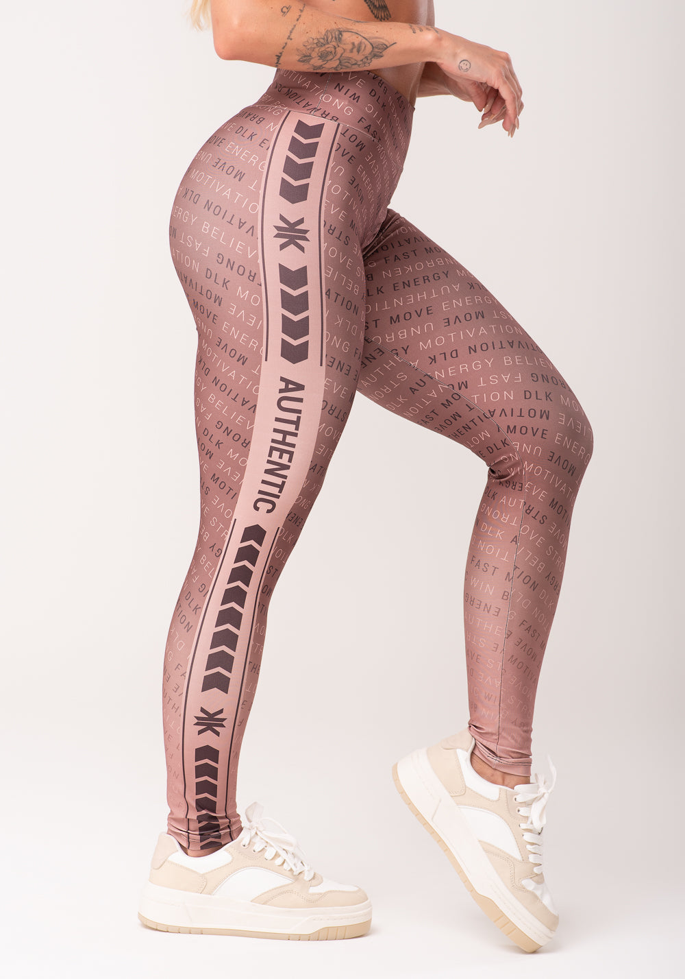 Legging Fitness Feminina Estampada Authentic Marrom Printed Dlk