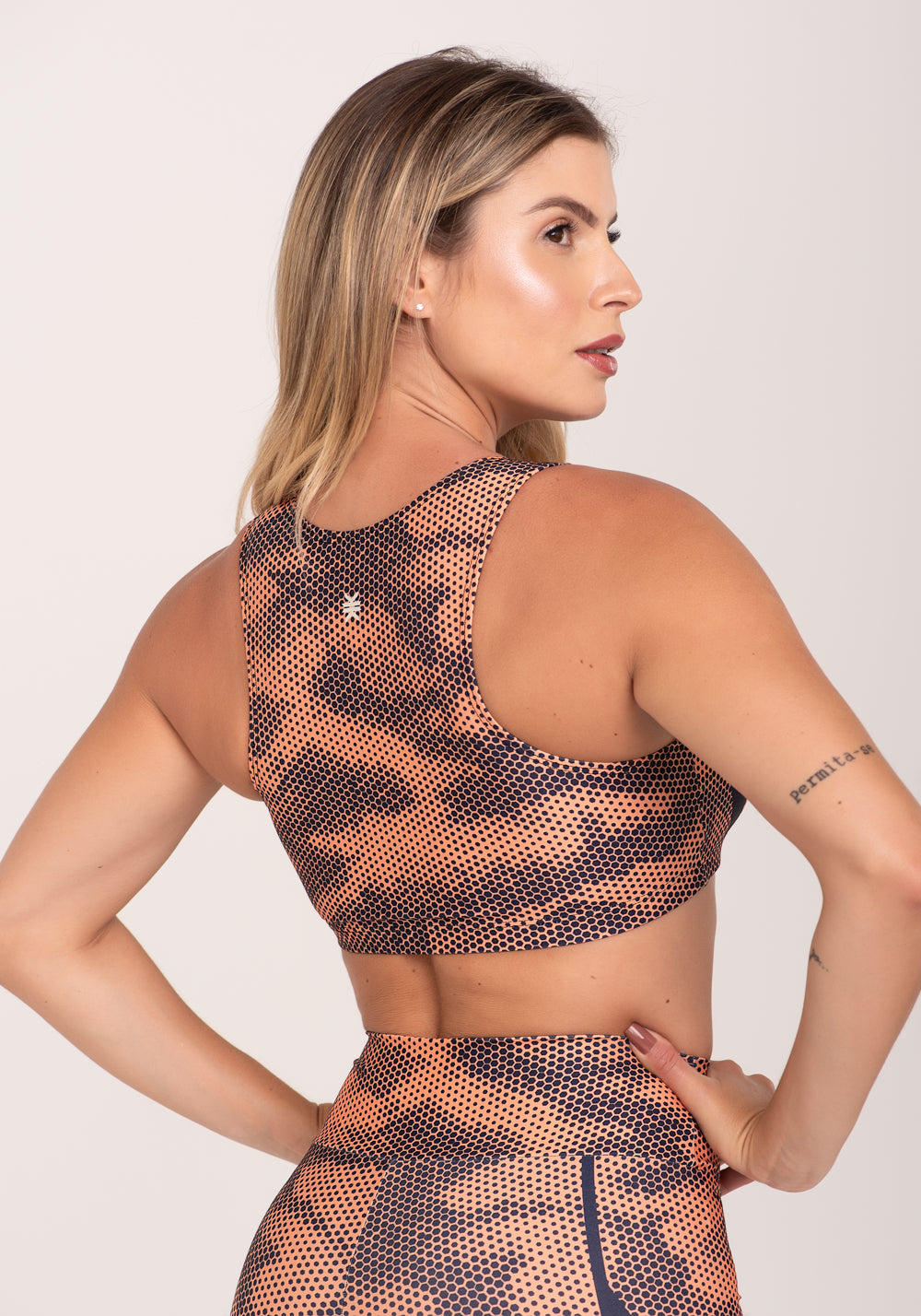 Top Fitness Feminino Estampado Racing Laranja Printed Dlk