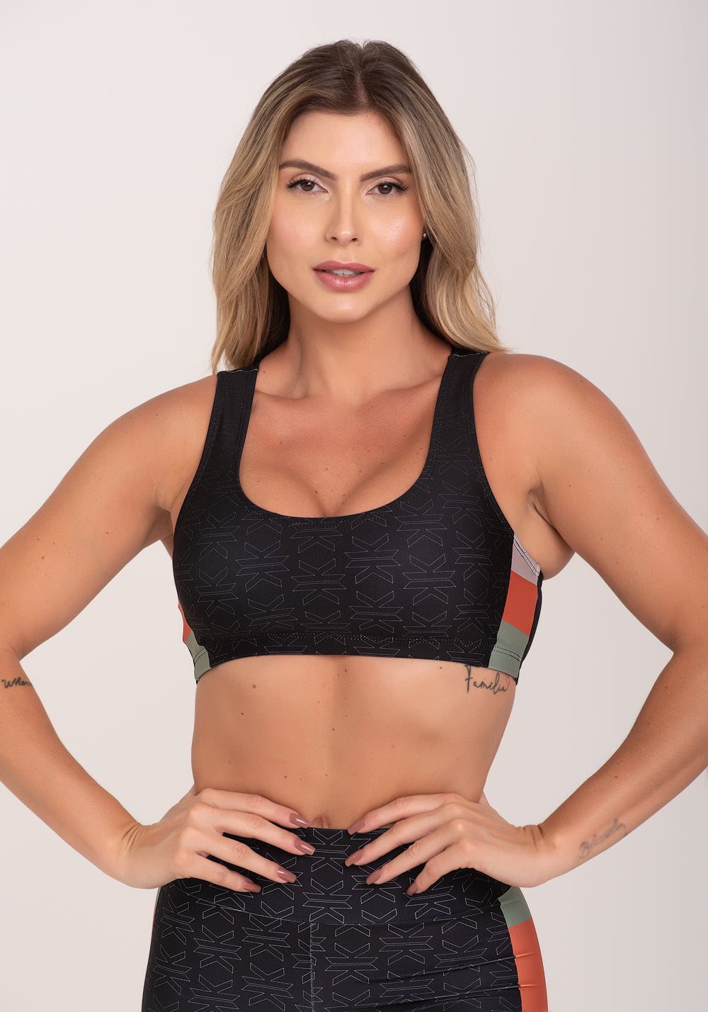 Top Fitness Feminino Estampado Motivation Preto Printed Dlk