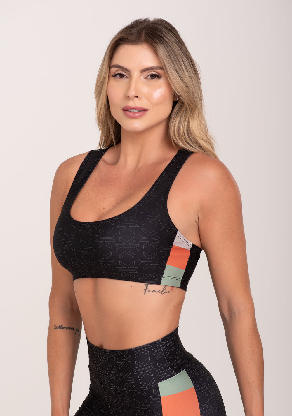 Top Fitness Feminino Estampado Motivation Preto Printed Dlk