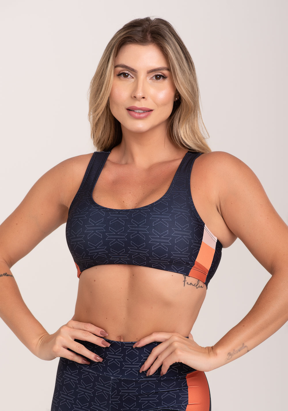 Top Fitness Feminino Estampado Motivation Azul Printed Dlk