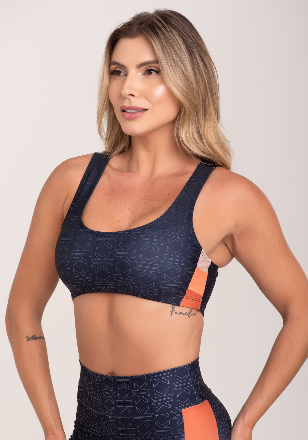 Top Fitness Feminino Estampado Motivation Azul Printed Dlk