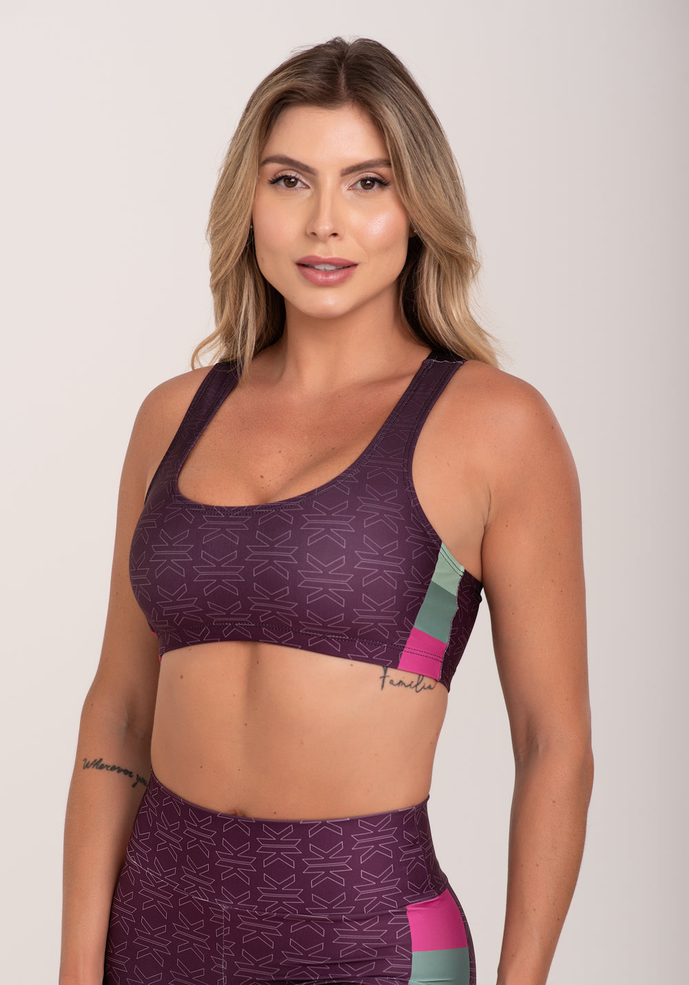 Top Fitness Feminino Estampado Motivation Roxo Printed Dlk