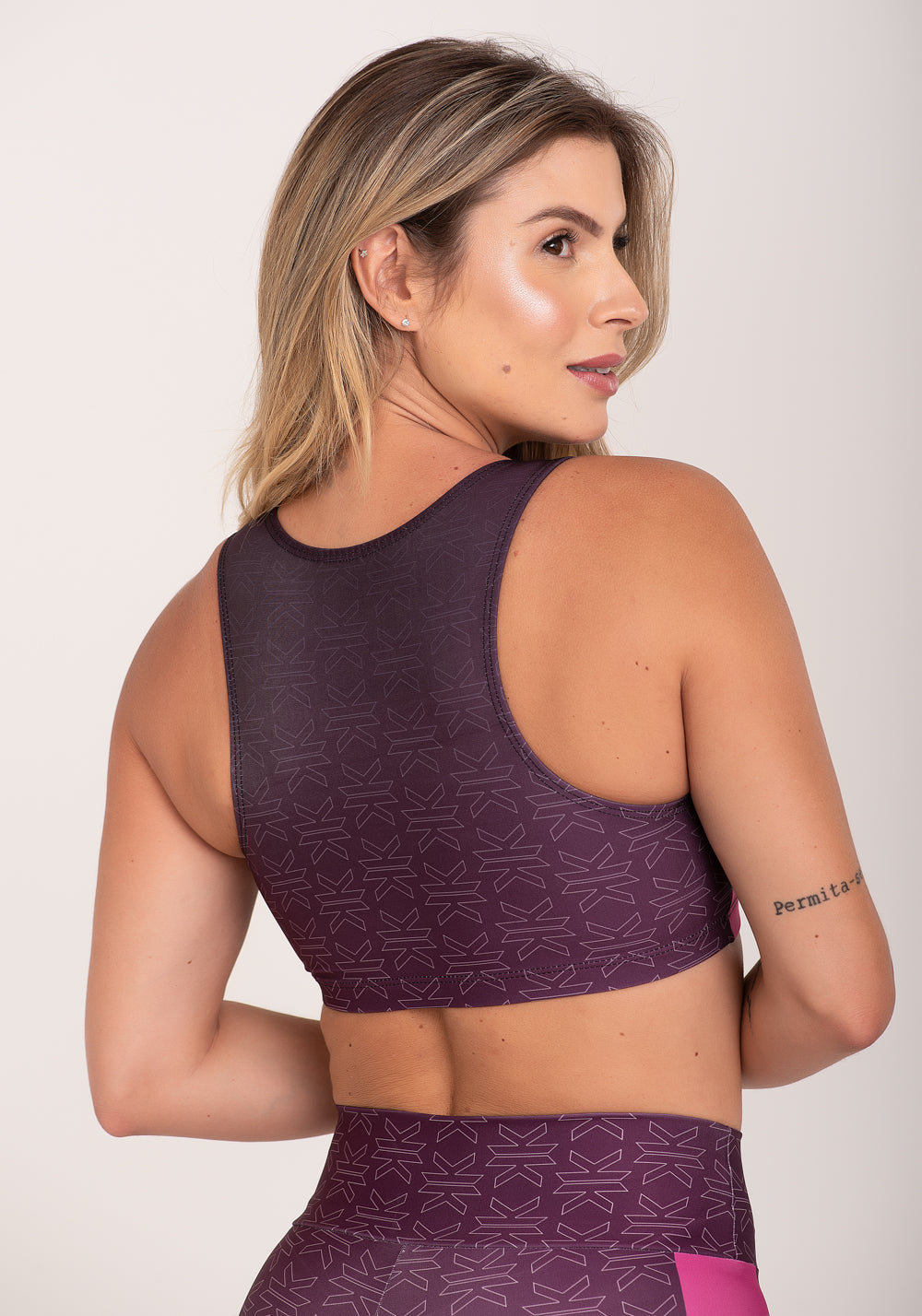 Top Fitness Feminino Estampado Motivation Roxo Printed Dlk