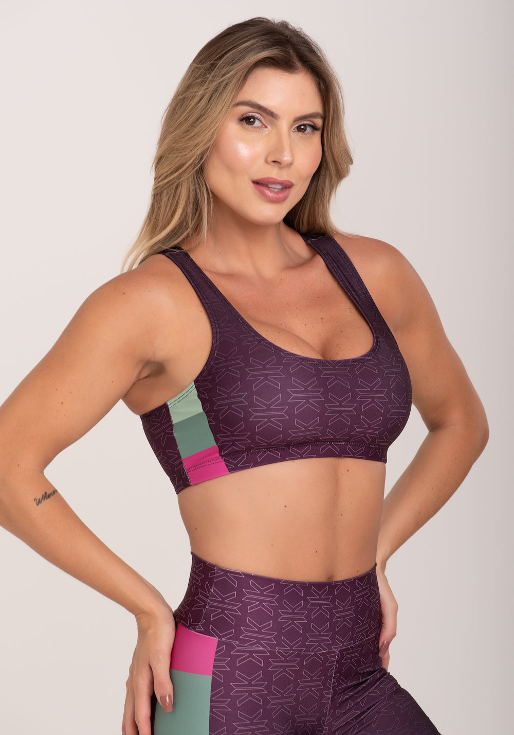 Top Fitness Feminino Estampado Motivation Roxo Printed Dlk