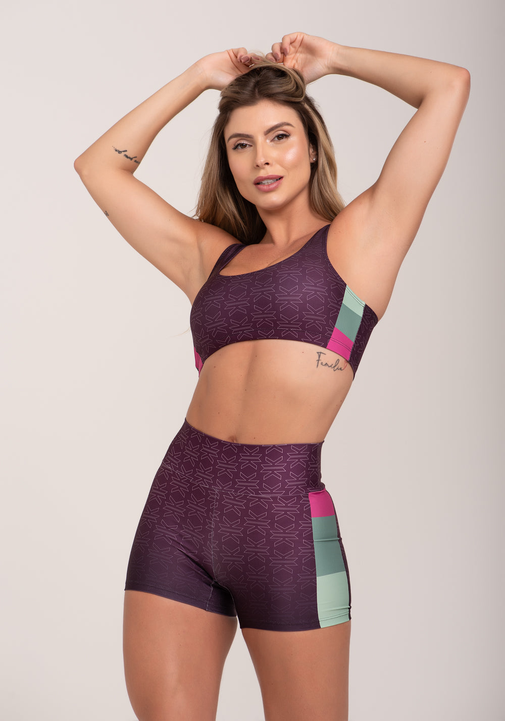 Short Fitness Feminino Estampado Motivation Roxo Printed Dlk