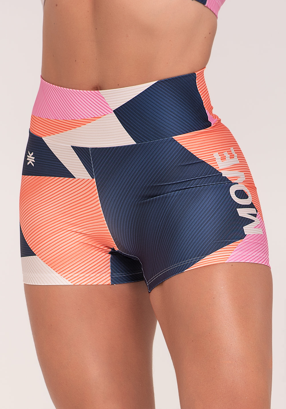 Short Fitness Feminino Estampado Strip Azul Printed Dlk